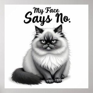 Lustige Katzen-Gesicht-Illustration – Minimale nie Poster