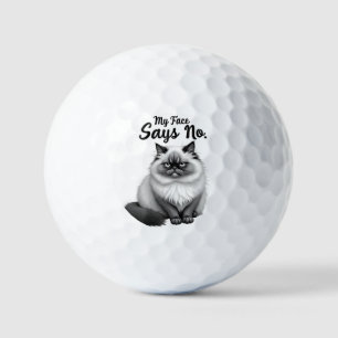 Lustige Katzen-Gesicht-Illustration – Minimalistis Golfball