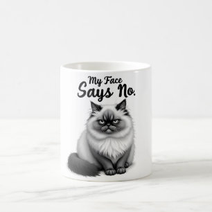 Lustige Katzen-Gesicht-Illustration – Minimalistis Kaffeetasse
