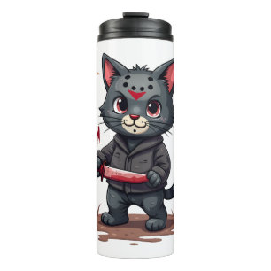 Lustige Katzen-Horrorfilme Süß Halloween für Katze Thermosbecher