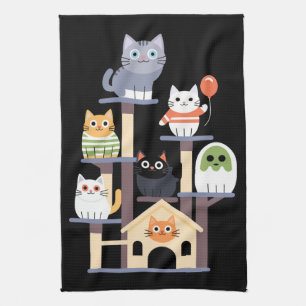 Lustige Katzen-Horrorfilme Süß Halloween Katze Kät Geschirrtuch