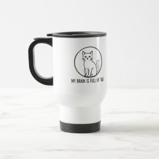 Lustige Katzen-Kaffeetasse - Mein Gehirn ist volle Reisebecher