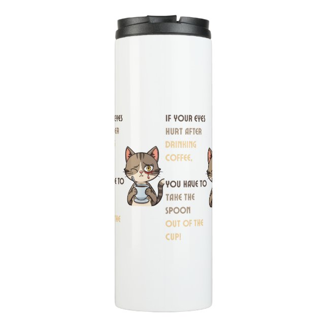 Lustige Katzen-Kaffeetasse Thermosbecher (Rückseite)