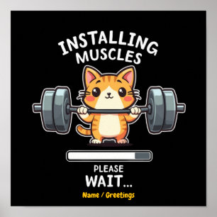 Lustige Katzen-Krafttraining-Übung Fitnessstudio L Poster