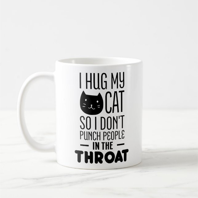 Lustige Katzen-Liebhaber-Tasse umarme ich meine Kaffeetasse (Links)