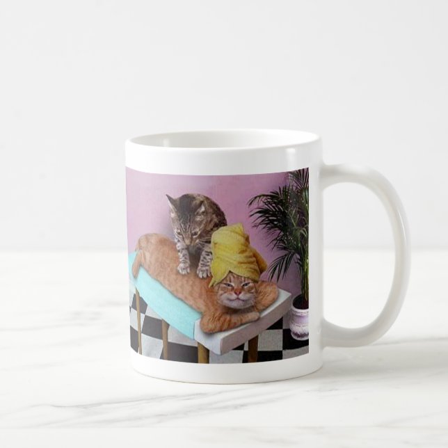 Lustige Katzen-Massage Kaffeetasse (Rechts)