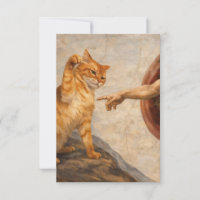 Lustige Katzen-Meme-Kunst: Schöpfung Adams mit Kat