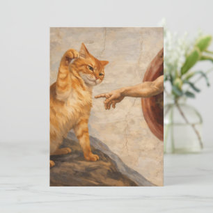 Lustige Katzen-Meme-Kunst: Schöpfung Adams mit Kat Einladung