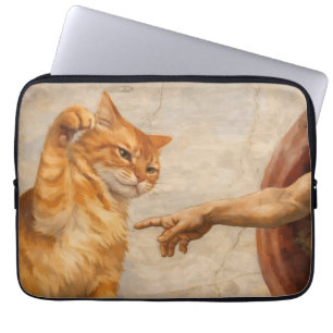 Lustige Katzen-Meme-Kunst: Schöpfung Adams mit Kat Laptopschutzhülle