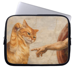 Lustige Katzen-Meme-Kunst: Schöpfung Adams mit Kat Laptopschutzhülle