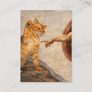 Lustige Katzen-Meme-Kunst: Schöpfung Adams mit Kat Visitenkarte