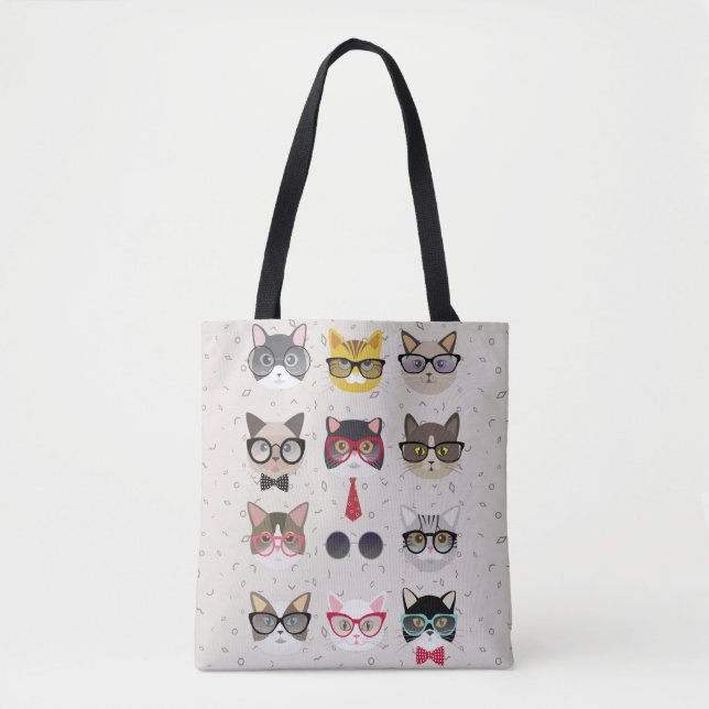 Lustige Katzen mit Gläsern ganz vorbei - drucken Tasche (Vorderseite)