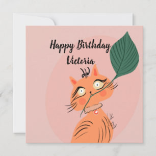 Lustige Katzen-Pflanzen-Blatt-Cartoon-Geburtstag