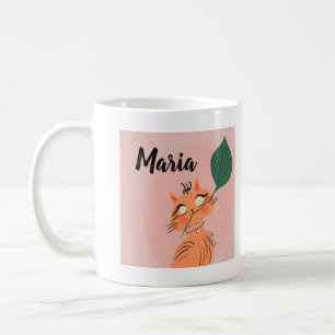 Lustige Katzen-Pflanzen-Blatt-Cartoon Kaffeetasse