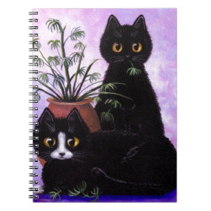 Lustige Katzen-schwarzes Smoking Creationarts Notizblock