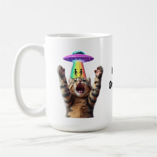 Lustige Katzen-Selfie-Alien-UFO-Hilarious Anpassba Kaffeetasse