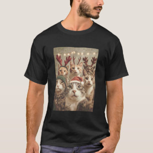 Lustige Katzen Selfie Frohe Weihnachten Kitty Süße T-Shirt