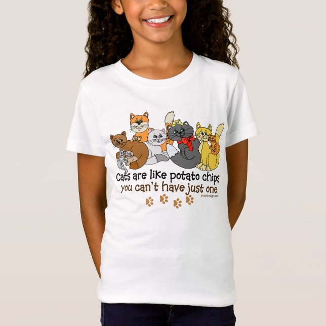 Lustige Katzen sind wie Kartoffelchips T-Shirt (Vorderseite)