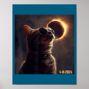 Lustige Katzen-Sonnenbrille Totale Sonnenfinsterni Poster