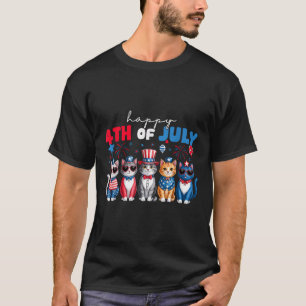Lustige Katzen Stolz Glückliches 4. Juli-Shirt Für T-Shirt