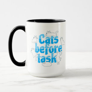 Lustige Katzen-Tasse 'Katzen vor Aufgaben' Tasse