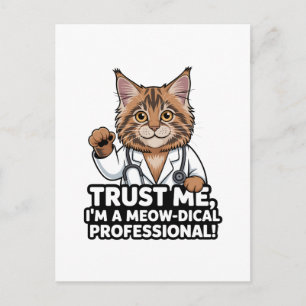 Lustige Katzen-Tierarzt-Humor-Illustration Postkarte