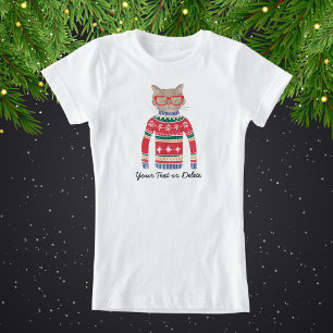 Lustige Katzen-tragende Gläser, hässliche T-Shirt