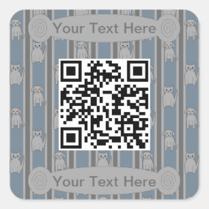 Lustige Katzen- und Hunde-QR-Code Quadratischer Aufkleber