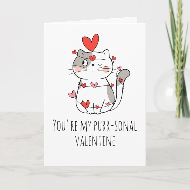 lustige Katzen-Valentinkarten Feiertagskarte (Vorderseite)