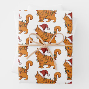 Lustige Katzen Weihnachten Orange Katze Mutter Hau Geschenkpapier Set