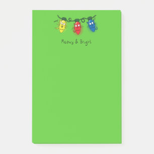 Lustige Katzen-Weihnachtslichter Meowy und Hell Post-it Klebezettel
