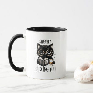 Lustige Katzen-Wortkunst mit richtendem Blick Tasse