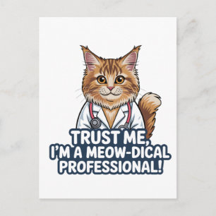 Lustige Katzenarzt-Tierhumor-Illustration Postkarte
