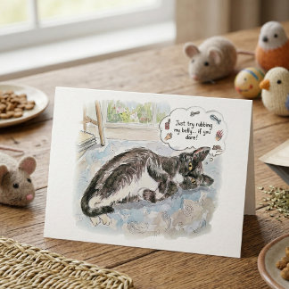 Lustige Katzenbauchmassage-Warnung Aquarell-Kunst- Dankeskarte
