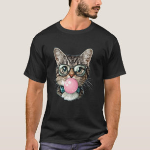 Lustige Katzenbrille Kaugummi T-Shirt