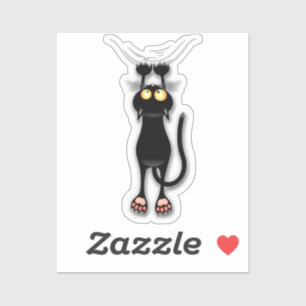 Lustige Katzenfigur kratzt Stoff Aufkleber
