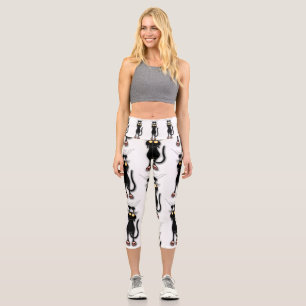 Lustige Katzenfigur kratzt Stoff Capri Leggings
