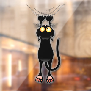 Lustige Katzenfigur kratzt Stoff Fensteraufkleber