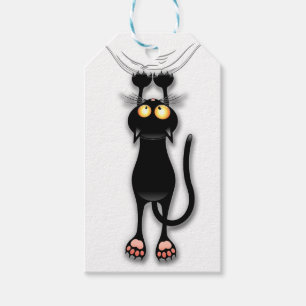 Lustige Katzenfigur kratzt Stoff Geschenkanhänger