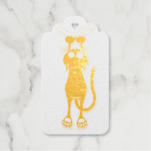 Lustige Katzenfigur kratzt Stoff Geschenkanhänger