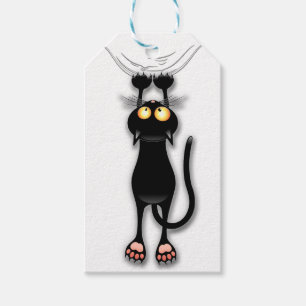 Lustige Katzenfigur kratzt Stoff Geschenkanhänger