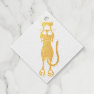 Lustige Katzenfigur kratzt Stoff Geschenkanhänger