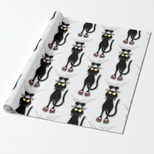 Lustige Katzenfigur kratzt Stoff Geschenkpapier
