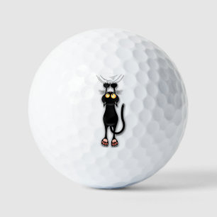 Lustige Katzenfigur kratzt Stoff Golfball