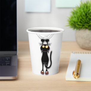 Lustige Katzenfigur kratzt Stoff Pappbecher