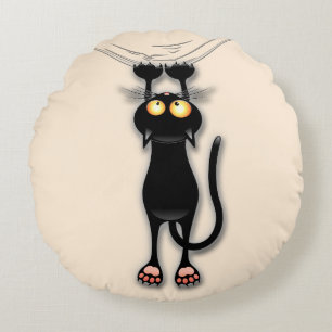 Lustige Katzenfigur kratzt Stoff Rundes Kissen