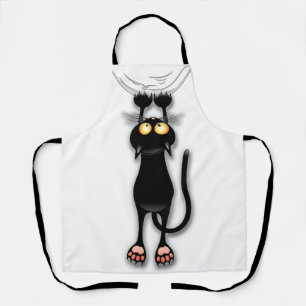 Lustige Katzenfigur kratzt Stoff Schürze