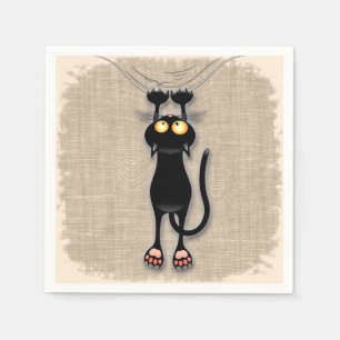Lustige Katzenfigur kratzt Stoff Serviette