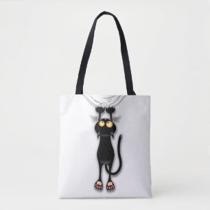 Lustige Katzenfigur kratzt Stoff Tasche