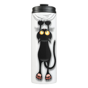 Lustige Katzenfigur kratzt Stoff Thermosbecher